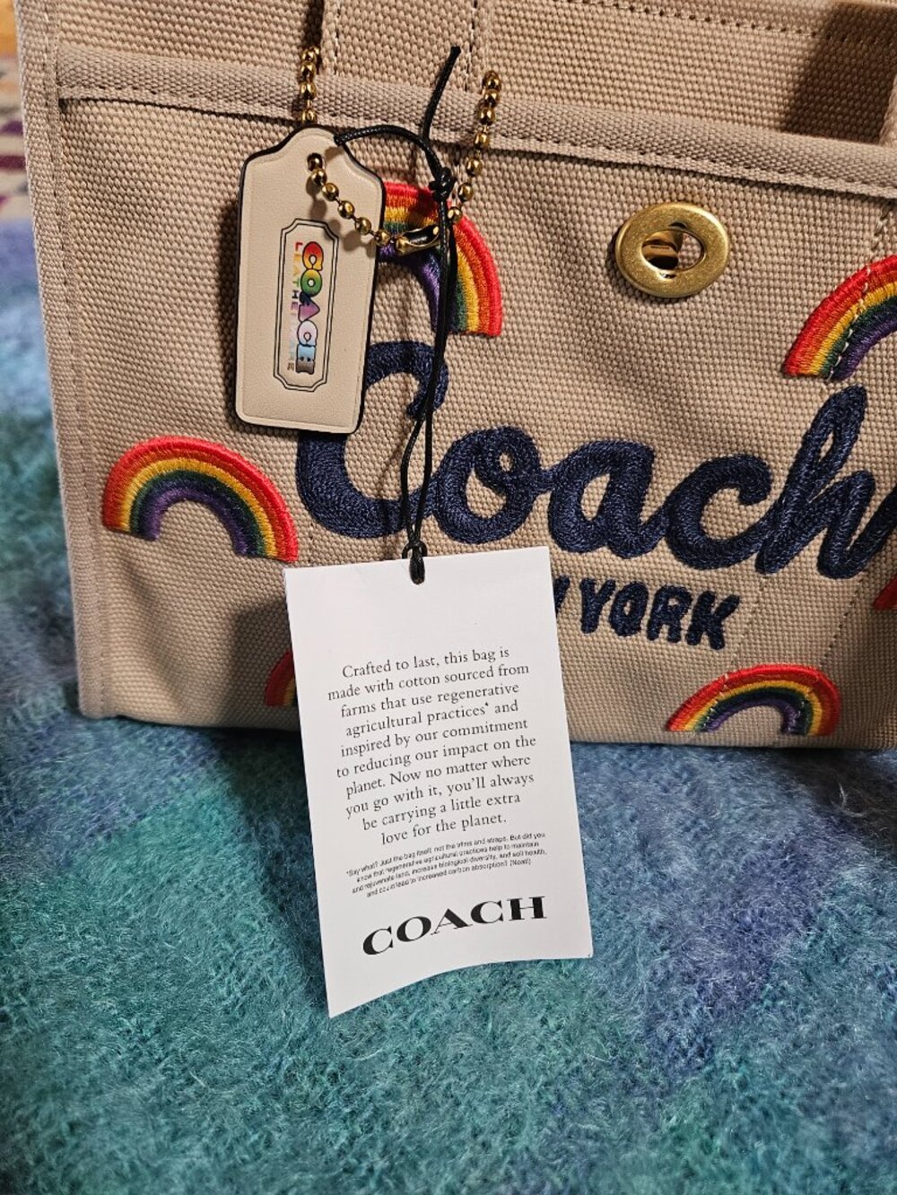 Rainbow Coach Embroidered Handbag - Picture 5 of 7